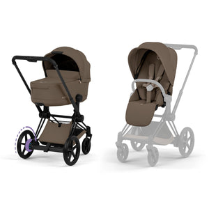 Cybex Prams & Pushchairs Cybex ePRIAM Stroller & Carrycot (Comfort) - Matt Black/Coconut Brown