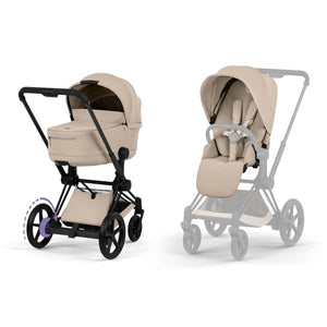 Cybex Prams & Pushchairs Cybex ePRIAM Stroller & Carrycot (Comfort) - Matt Black/Cozy Beige