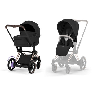 Cybex Prams & Pushchairs Cybex ePRIAM Stroller & Carrycot (Comfort) - Rose Gold/Sepia Black
