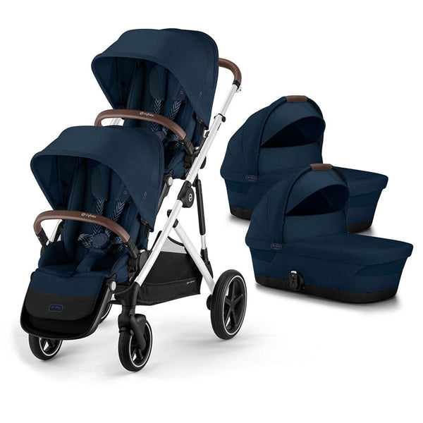 Cybex Prams & Pushchairs Cybex Gazelle S Twin Pushchair - Silver / Ocean Blue