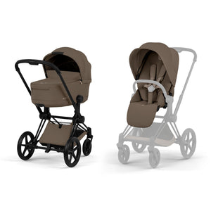 Cybex Prams & Pushchairs Cybex PRIAM Stroller & Carrycot (Comfort) - Matt Black/Coconut Brown