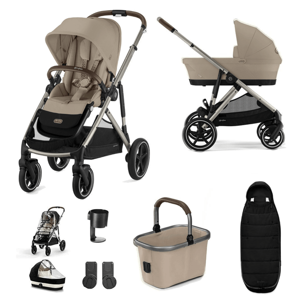 Cybex Pushchairs Cybex Gazelle Essential Bundle - Taupe / Almond Beige (Gold Footmuff)