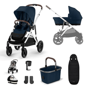 Cybex Pushchairs Cybex Gazelle S Essential Bundle - Silver / Ocean Blue