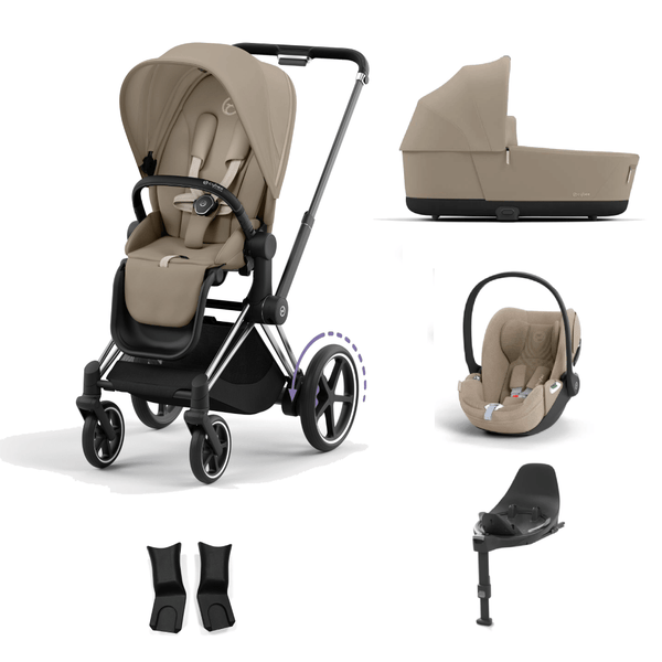 Cybex Travel Systems Chrome Black Cybex ePriam Cloud T i-Size Bundles - Cozy Beige