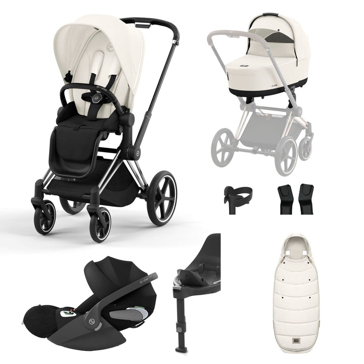 Cybex Travel Systems Chrome Black Cybex Priam Cloud T i-Size Bundles - Off White (2023)