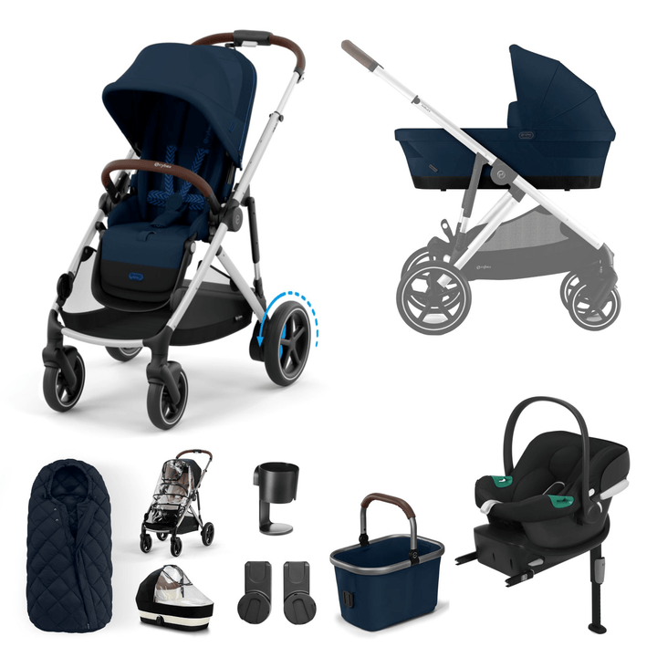 Cybex Travel Systems Cybex eGazelle S, Aton B2 Travel System - Silver/Ocean Blue