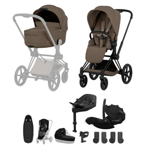 Cybex Travel Systems Cybex PRIAM (Cloud S) Birth & Beyond Travel System - Comfort Collection, Matt Black/Coconut Brown