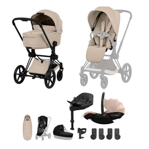 Cybex Travel Systems Cybex PRIAM (Cloud S) Birth & Beyond Travel System - Comfort Collection, Matt Black/Cozy Beige