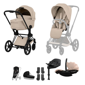 Cybex Travel Systems Cybex PRIAM (Cloud S) Travel System - Comfort Collection, Matt Black/Cozy Beige