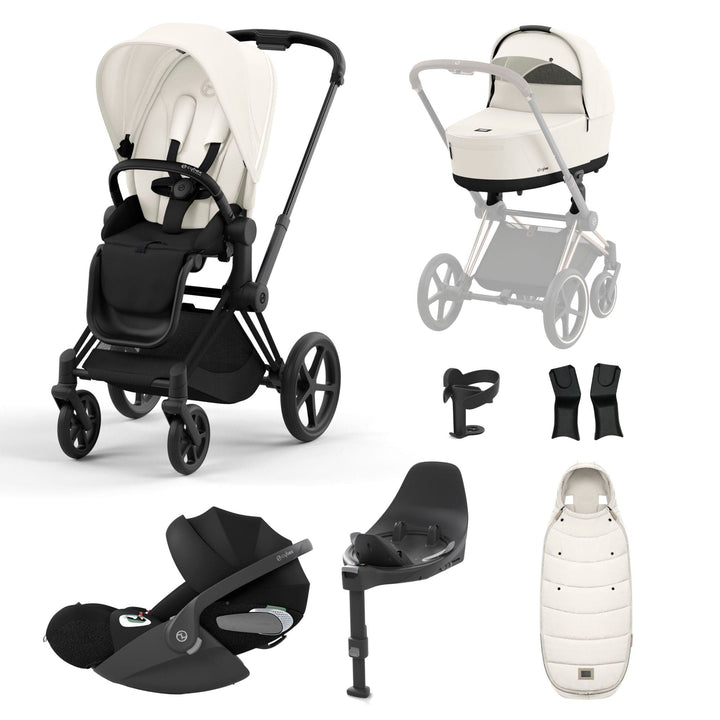 Cybex Travel Systems Matt Black Cybex Priam Cloud T i-Size Bundles - Off White (2023)