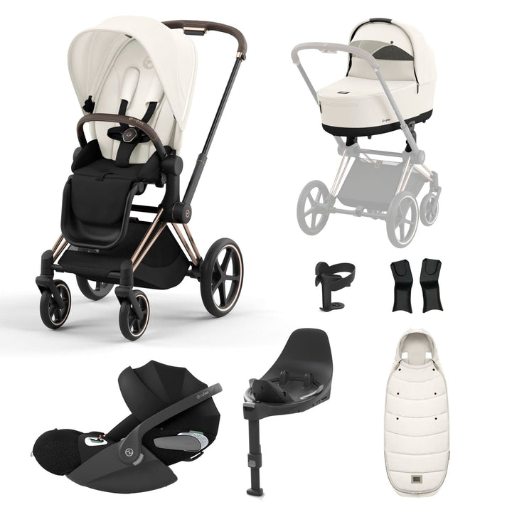 Cybex Travel Systems Rose Gold Cybex Priam Cloud T i-Size Bundles - Off White (2023)