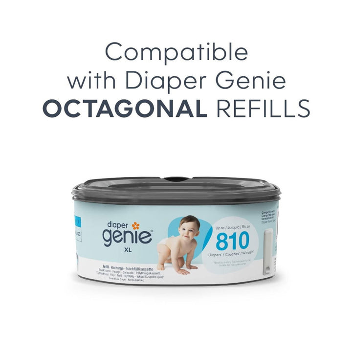 Secchiello Pannolini Portatile Diaper Genie Secchio Completo (bianco) | Include 3 Ricariche Che Possono Contenere Fino A 810 Pannolini Per Neonati | Include 1 Filtro A Carbone Mangia Pannolini
