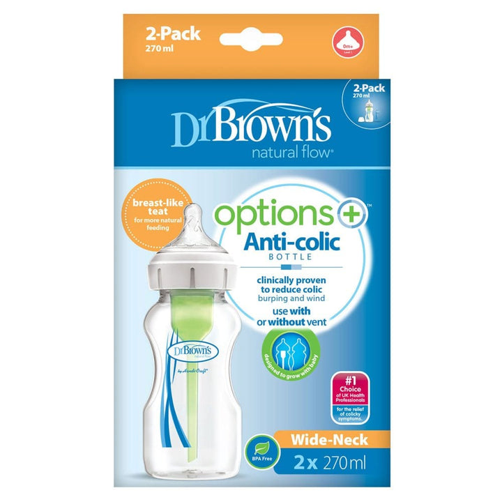 Dr Brown's Home Equipment Dr Brown’s Options+ Anti-Colic Bottle (270ml, Twin Pack)