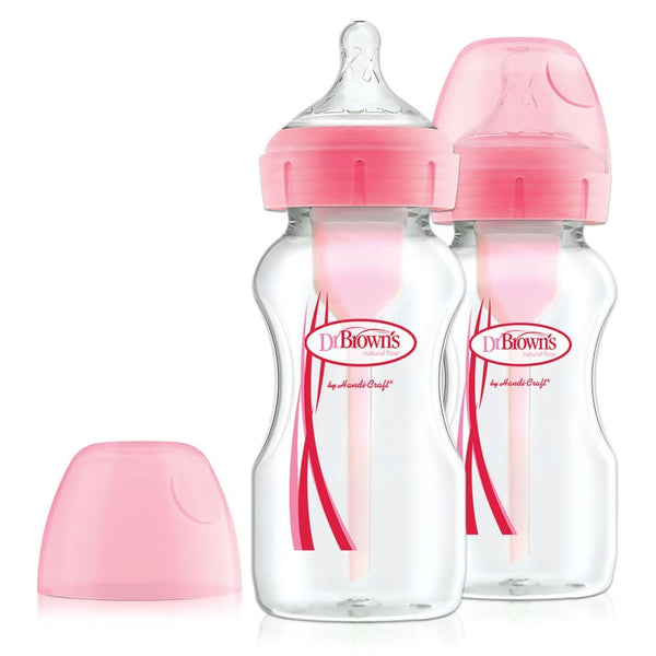 Dr Brown's Home Equipment Dr Brown’s Options+ Anti-Colic Bottle (270ml, Twin Pack) - Pink