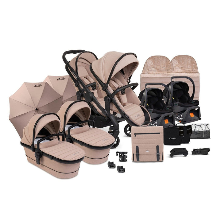 iCandy double pushchairs iCandy Peach 7 Twin Travel System (Cocoon) Bundle - Cookie