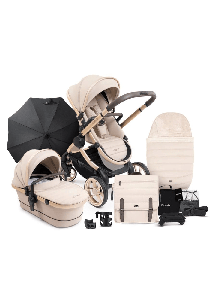 iCandy Prams & Pushchairs iCandy Peach 7 Complete Bundle - Biscotti (Black Parasol)