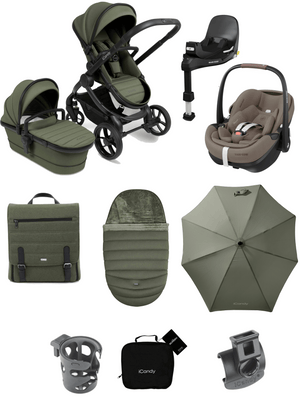 iCandy Travel Systems iCandy Peach 7, Maxi Cosi Pebble 360 PRO 2 Complete Travel System Bundle - Ivy/Twillic Truffle