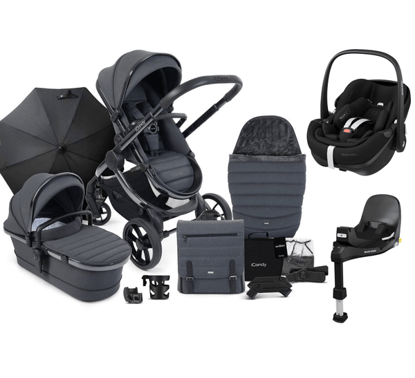 iCandy Travel Systems iCandy Peach 7, Pebble 360 PRO Complete Travel System Bundle - Dark Grey