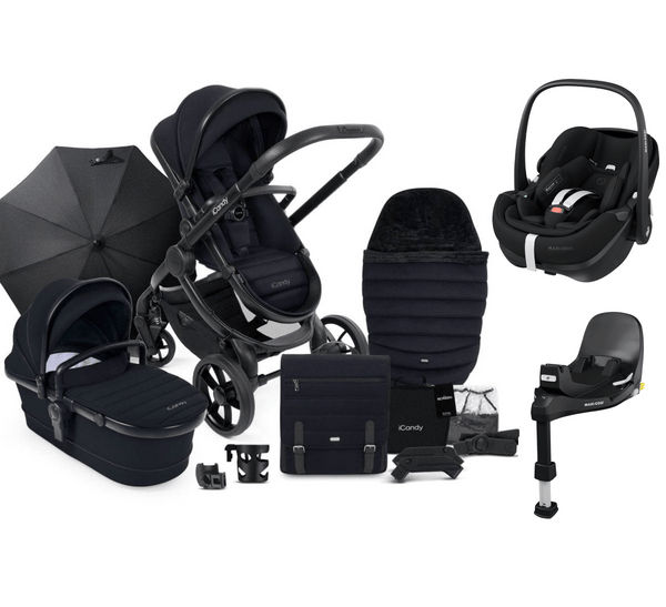 iCandy Travel Systems iCandy Peach 7, Pebble 360 PRO Complete Travel System Bundle - Jet / Black Edition