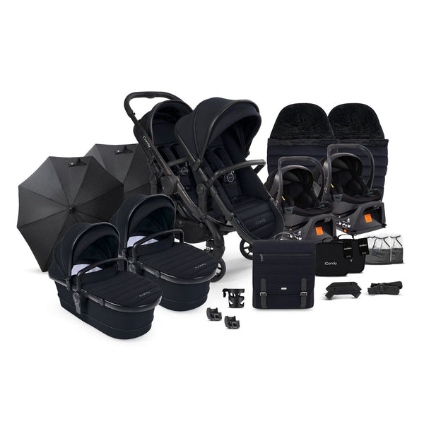 iCandy Wheels iCandy Peach 7 Twin Travel System (Cocoon) Bundle - Jet / Black Edition