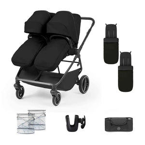 Ickle Bubba double pushchairs Ickle Bubba Altair Double Pram - Black
