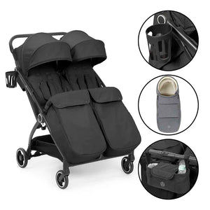Ickle Bubba double pushchairs Ickle Bubba Aries Double Prime Autofold Stroller - Graphite Grey