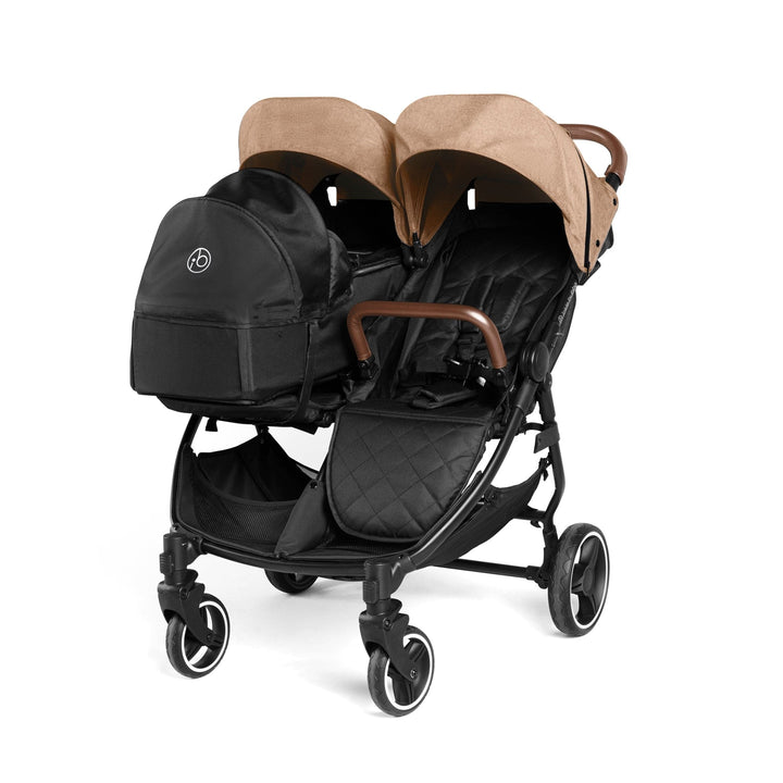 Ickle Bubba double pushchairs Ickle Bubba Venus Prime Double Stroller - Black / Biscuit / Tan