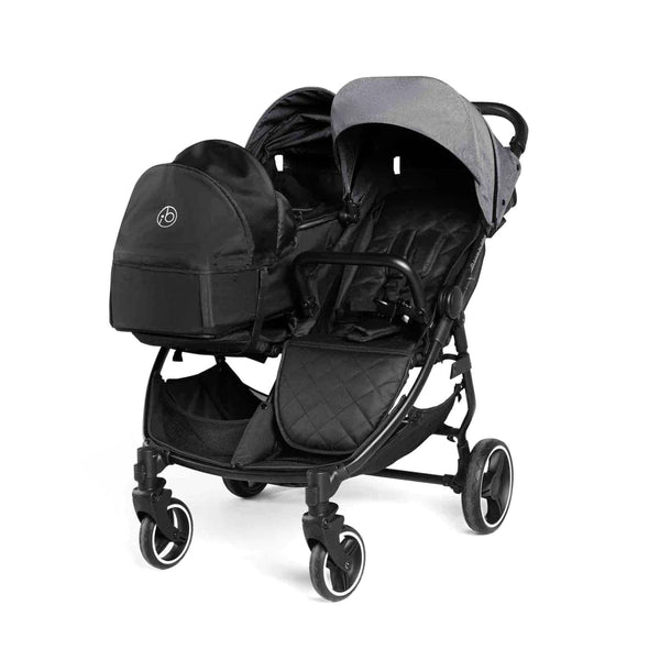 Ickle Bubba double pushchairs Ickle Bubba Venus Prime Double Stroller - Black / Space Grey / Black