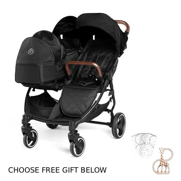Ickle Bubba double pushchairs Ickle Bubba Venus Prime Double Stroller - Black Tan