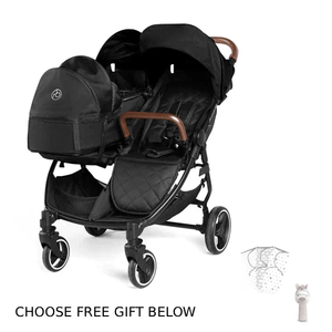 Ickle Bubba double pushchairs Ickle Bubba Venus Prime Double Stroller - Black Tan