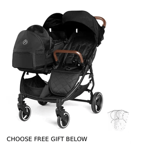 Ickle Bubba double pushchairs Ickle Bubba Venus Prime Double Stroller - Black Tan