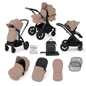 Ickle Bubba Prams & Pushchairs Ickle Bubba Stomp Luxe 9 Piece Pram - Black / Desert / Black