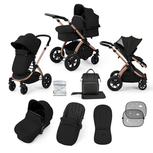 Ickle Bubba Prams & Pushchairs Ickle Bubba Stomp Luxe 9 Piece Pram - Bronze / Midnight / Black