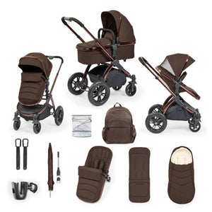 Ickle Bubba Prams & Pushchairs Ickle Bubba Stomp Luxe Elements Edition 12 Piece Pram - Chestnut