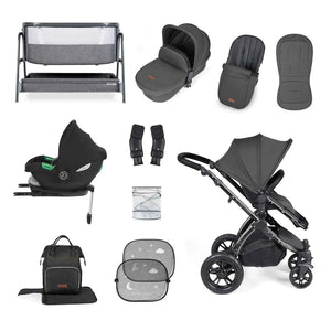 Ickle Bubba Travel Systems Ickle Bubba Stomp Luxe (Cirrus) Travel System with Bubba & Me - Black / Charcoal Grey / Black