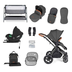Ickle Bubba Travel Systems Ickle Bubba Stomp Luxe (Cirrus) Travel System with Bubba & Me - Black / Charcoal Grey / Tan