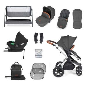 Ickle Bubba Travel Systems Ickle Bubba Stomp Luxe (Cirrus) Travel System with Bubba & Me - Silver / Charcoal Grey / Tan