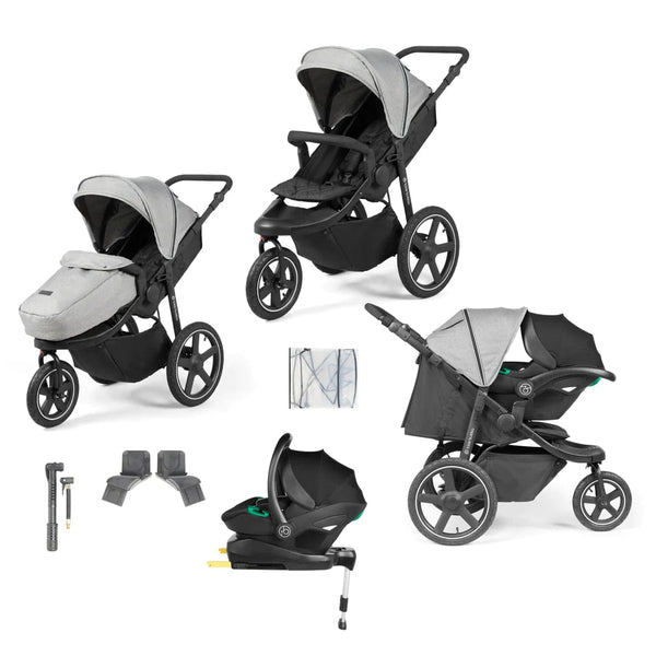 Ickle Bubba Travel Systems Ickle Bubba Venus Max Jogger Stroller I-Size Travel System with Isofix Base - Black / Space Grey / Black