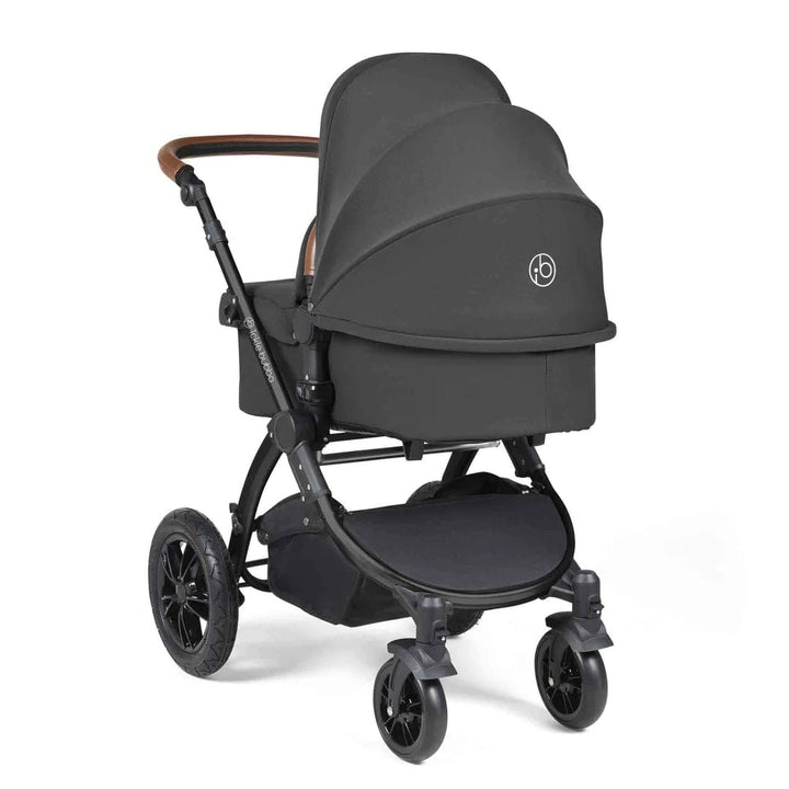 Ickle Bubba Travel Systems Stomp Luxe All-in-One Travel System With Isofix Base (Cirrus) - Black / Charcoal Grey / Tan