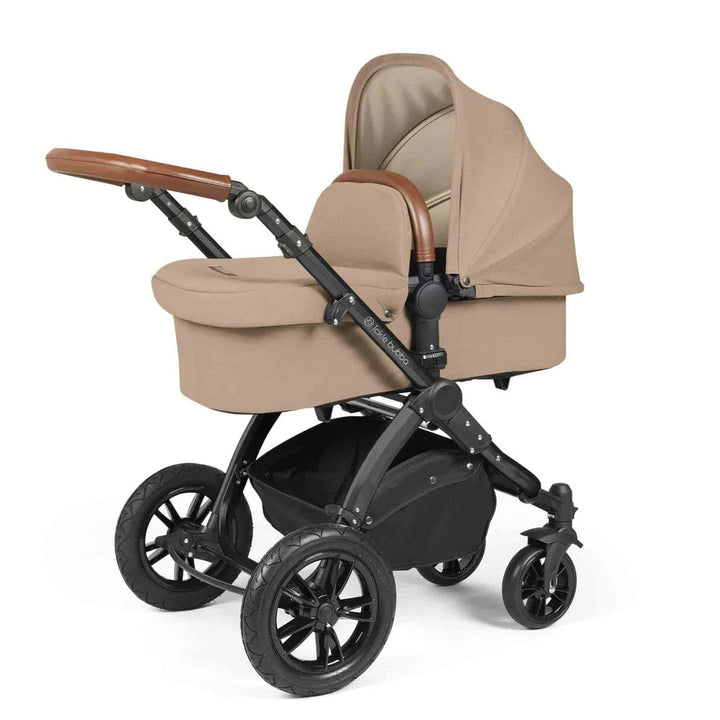 Ickle Bubba Travel Systems Stomp Luxe All-in-One Travel System With Isofix Base (Cirrus) - Black / Desert / Tan