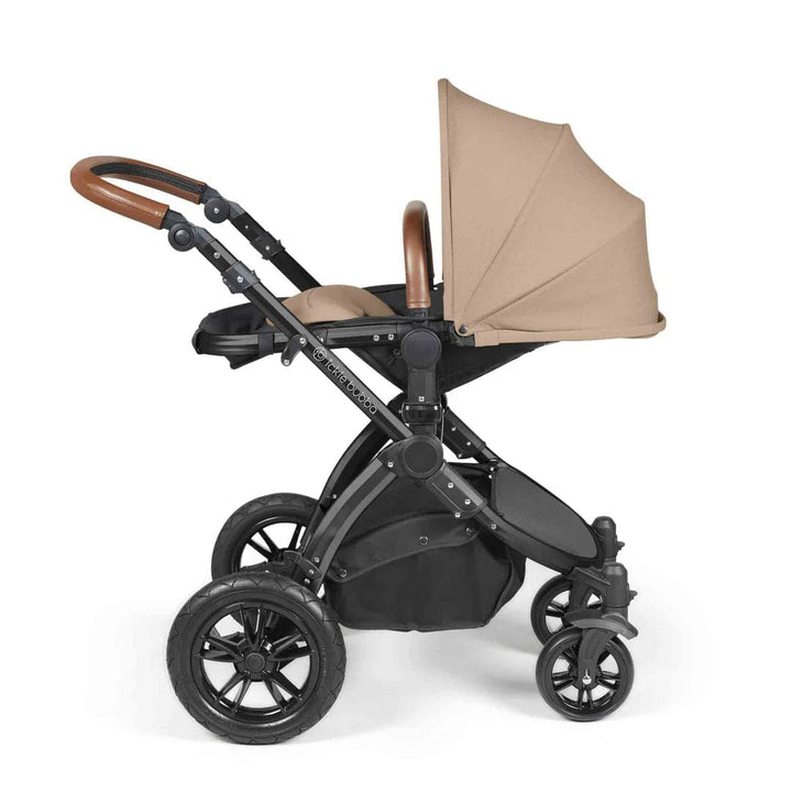 Ickle Bubba Travel Systems Stomp Luxe All-in-One Travel System With Isofix Base (Cirrus) - Black / Desert / Tan