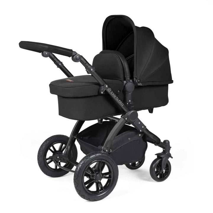 Ickle Bubba Travel Systems Stomp Luxe All-in-One Travel System With Isofix Base (Cirrus) - Black / Midnight / Black