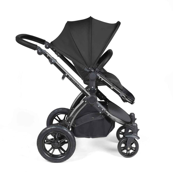 Ickle Bubba Travel Systems Stomp Luxe All-in-One Travel System With Isofix Base (Cirrus) - Black / Midnight / Black