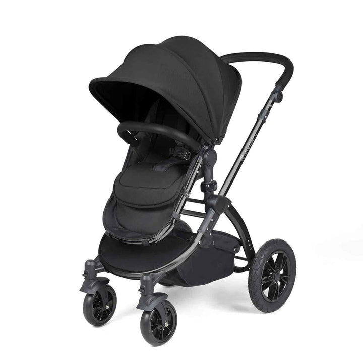 Ickle Bubba Travel Systems Stomp Luxe All-in-One Travel System With Isofix Base (Cirrus) - Black / Midnight / Black