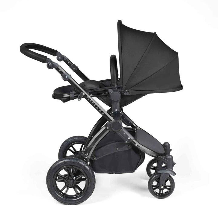 Ickle Bubba Travel Systems Stomp Luxe All-in-One Travel System With Isofix Base (Cirrus) - Black / Midnight / Black