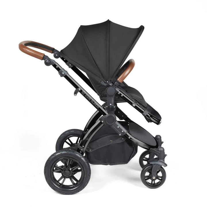 Ickle Bubba Travel Systems Stomp Luxe All-in-One Travel System With Isofix Base (Cirrus) - Black / Midnight / Tan