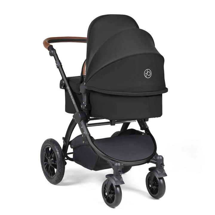 Ickle Bubba Travel Systems Stomp Luxe All-in-One Travel System With Isofix Base (Cirrus) - Black / Midnight / Tan