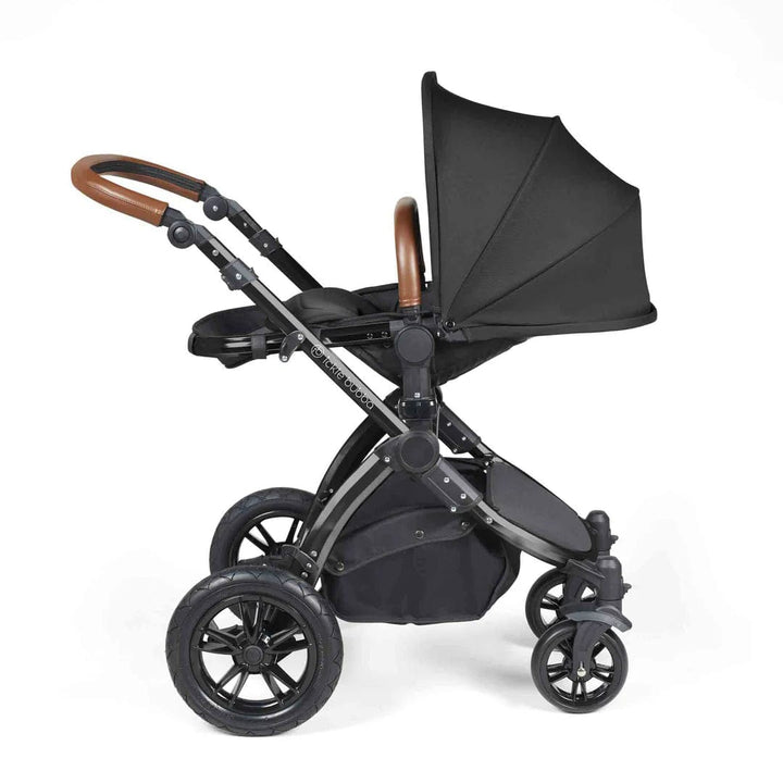 Ickle Bubba Travel Systems Stomp Luxe All-in-One Travel System With Isofix Base (Cirrus) - Black / Midnight / Tan