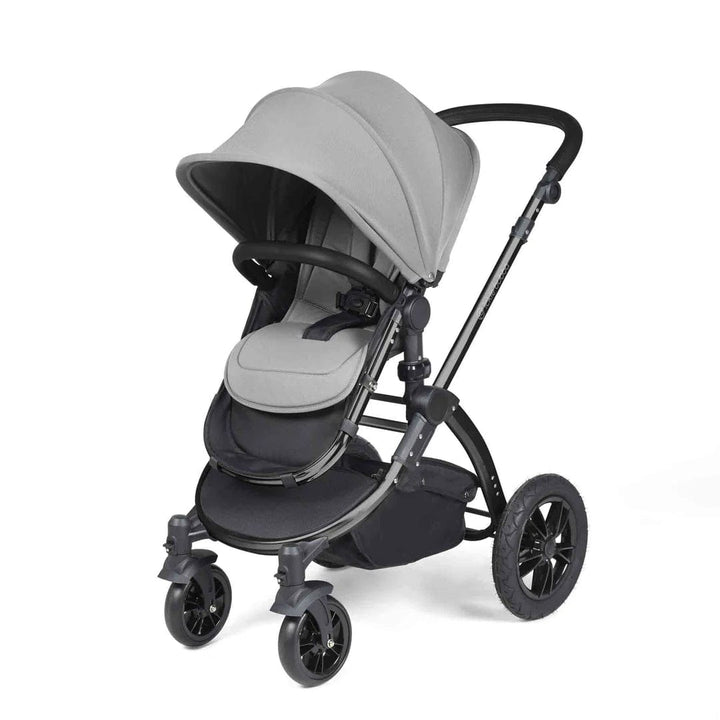 Ickle Bubba Travel Systems Stomp Luxe All-in-One Travel System With Isofix Base (Cirrus) - Black / Pearl Grey / Black