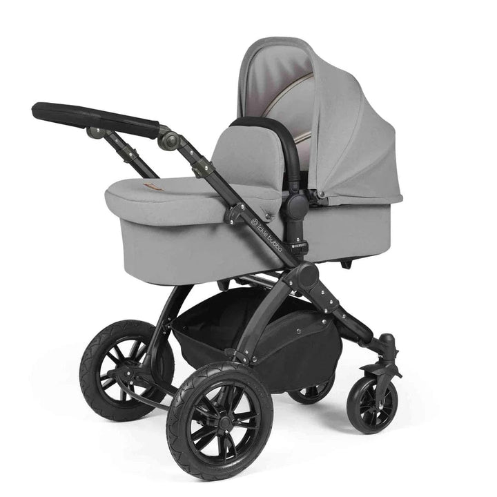 Ickle Bubba Travel Systems Stomp Luxe All-in-One Travel System With Isofix Base (Cirrus) - Black / Pearl Grey / Black